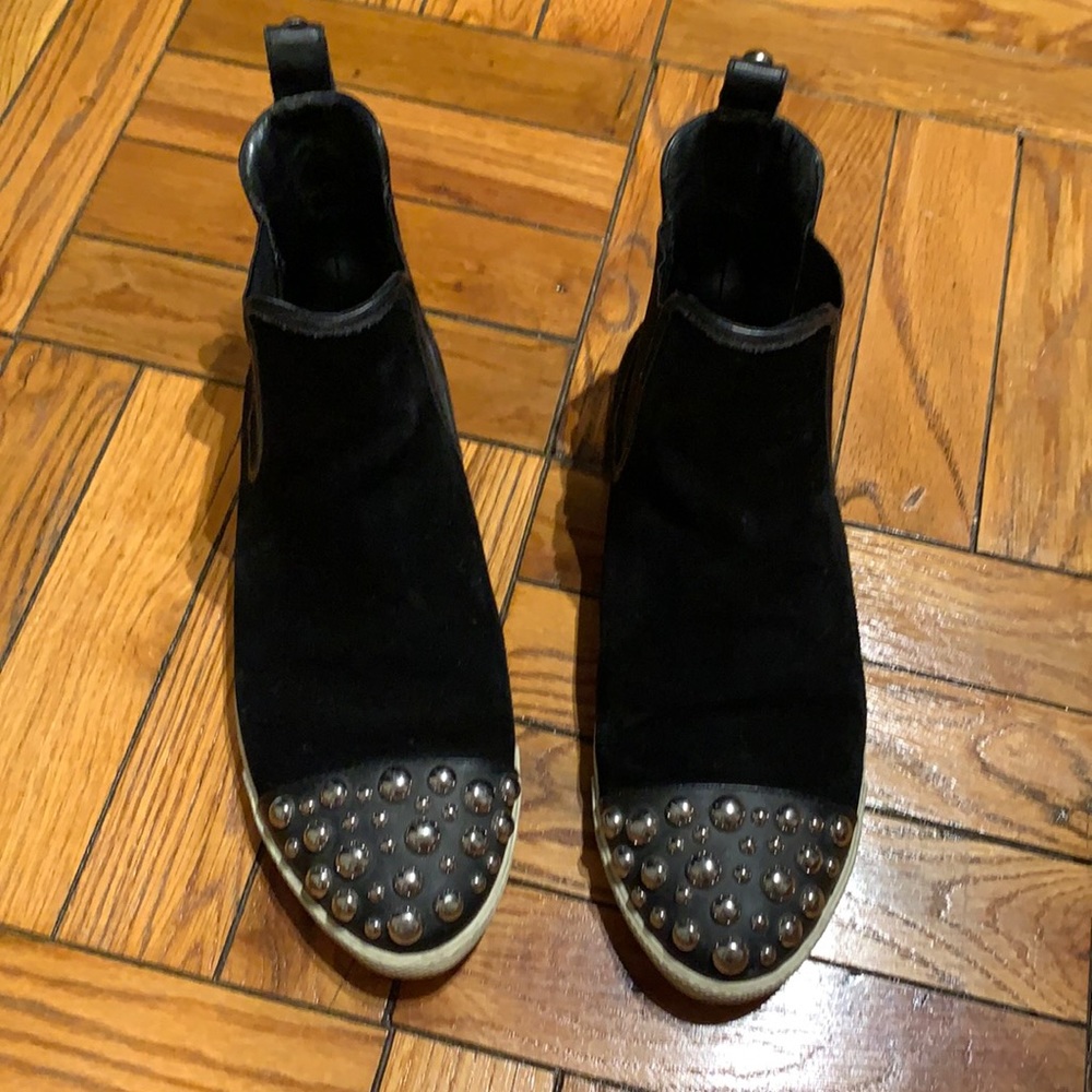 Marc by Jacobs Black Suede Studded Accents Sock Sneakers Size 40
